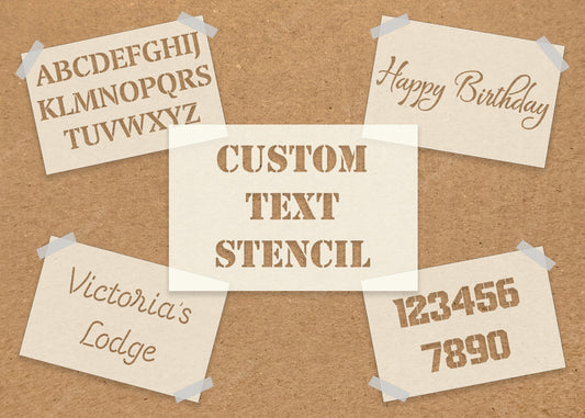Personalised Custom Text Stencils, Custom Word Stencils, Custom Name Stencils - 24 Fonts - Reusable Mylar Painting Stencils - A6 A5 A4 A3 A2