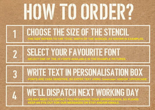 Custom Text Stencil | Personalised Word or Name Stencil | Reusable Mylar Painting Stencil