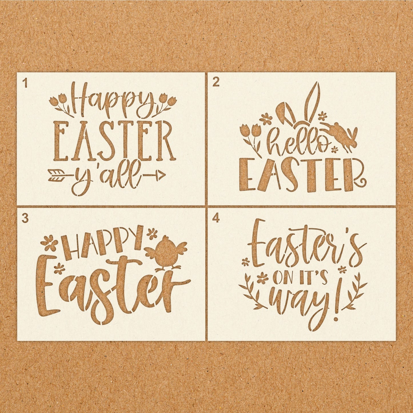 Happy Easter Spring Quote Stencils - Reusable Mylar Painting Stencils for Wall Art, Home Decor, Arts & Crafts, Bunny, Egg, A6 A5 A4 A3 A2