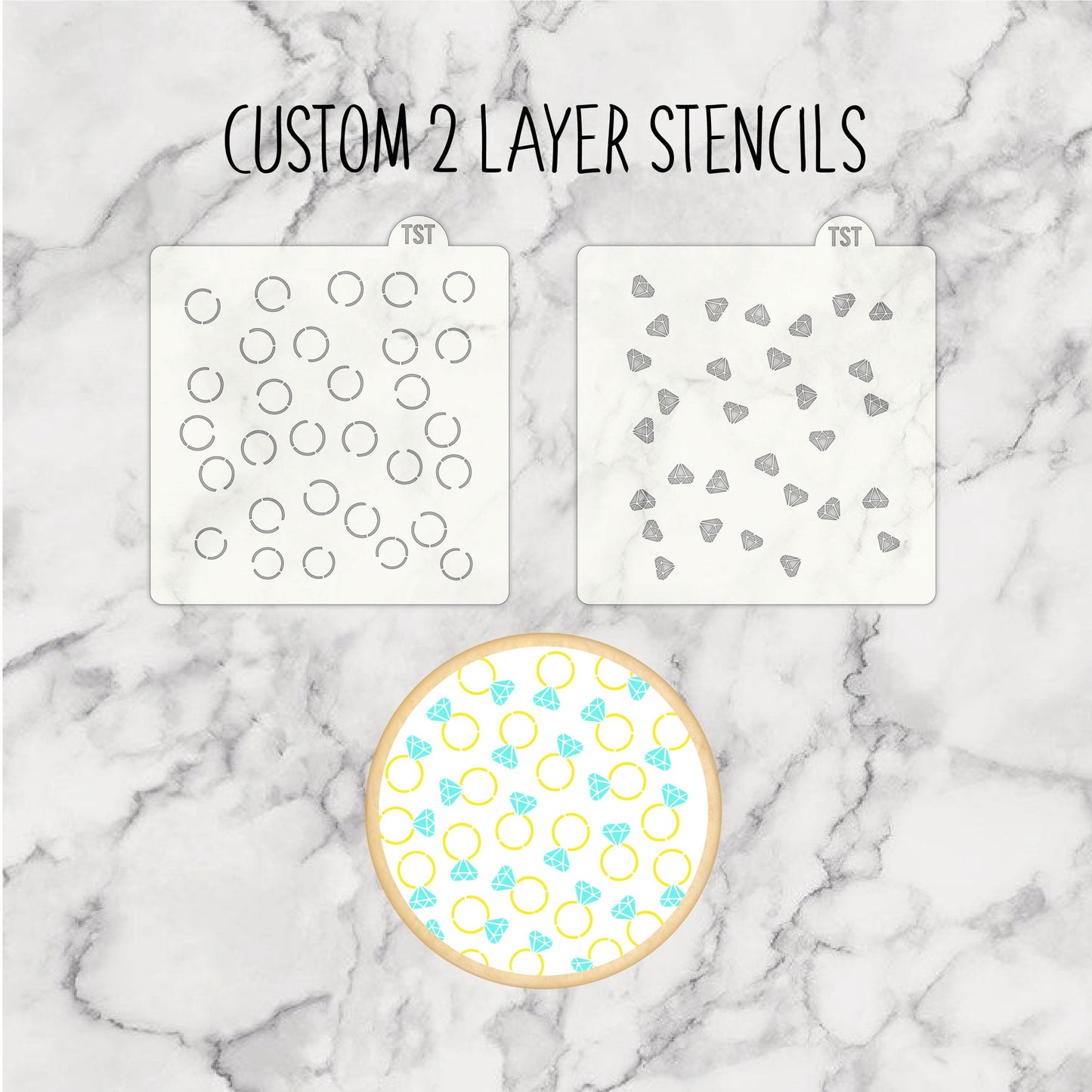 Personalised Custom Cookie Stencils, Custom Biscuit Stencil, Stencil Genie Compatible, Reusable Decorating Food Safe Baking Mylar Stencils