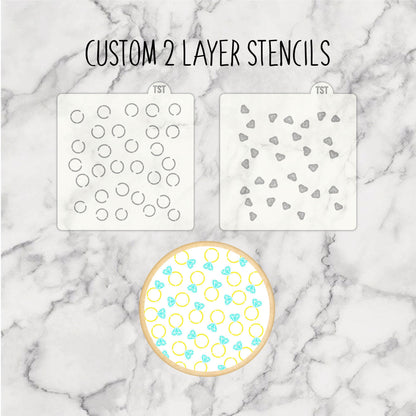 Personalised Custom Cookie Stencils, Custom Biscuit Stencil, Stencil Genie Compatible, Reusable Decorating Food Safe Baking Mylar Stencils